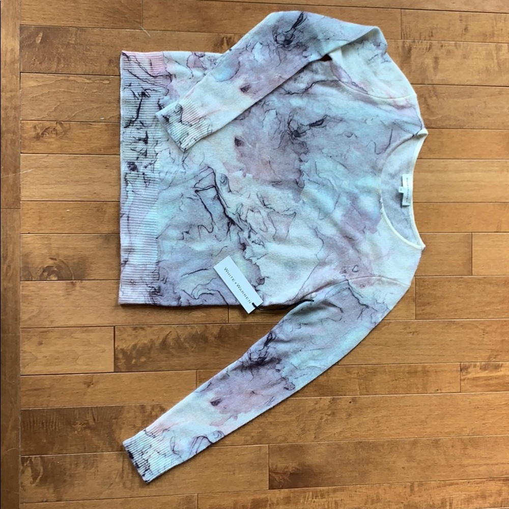 White + Warren Marble Printed Crewneck Sweater